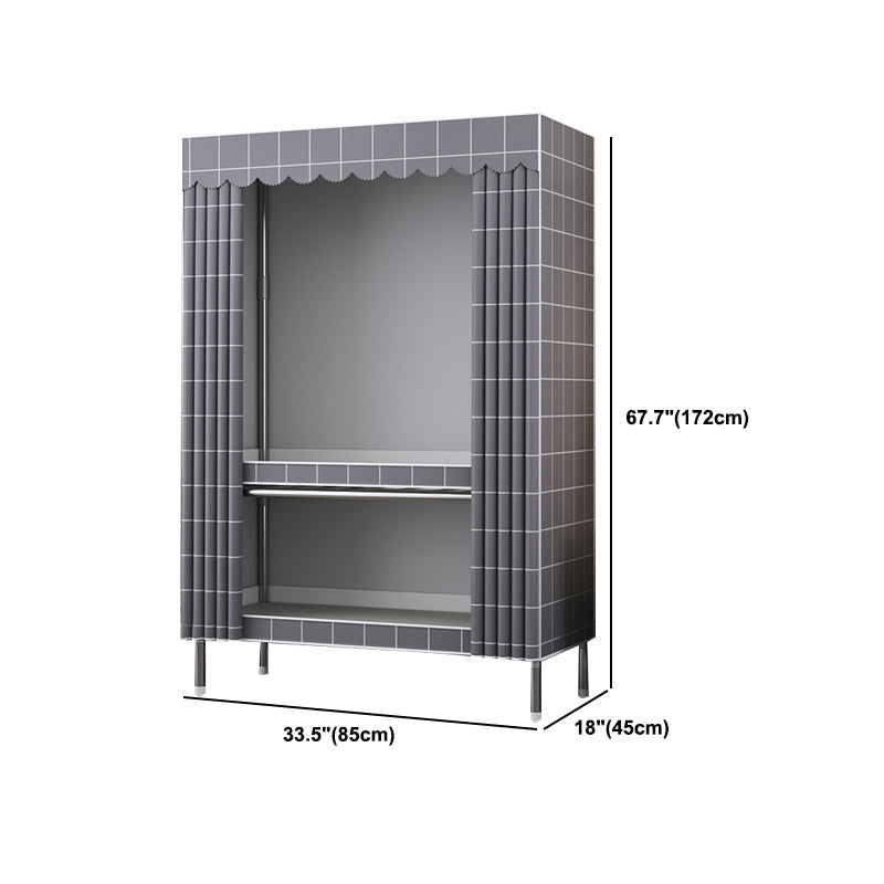 Modern Style Wardrobe Metal Wardrobe Closet with Garment Rod