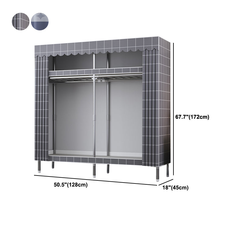 Modern Style Wardrobe Metal Wardrobe Closet with Garment Rod