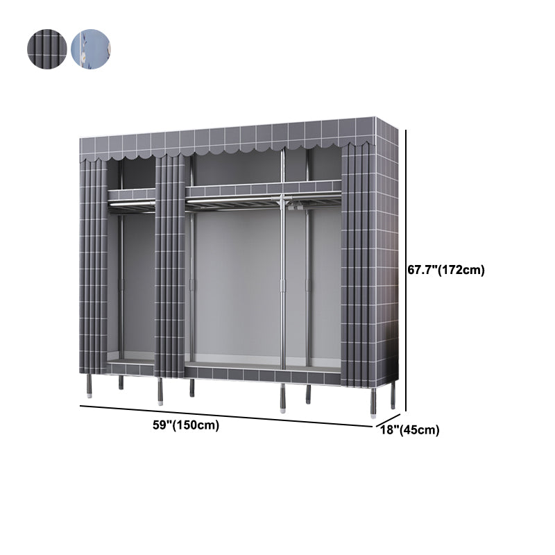 Modern Style Wardrobe Metal Wardrobe Closet with Garment Rod