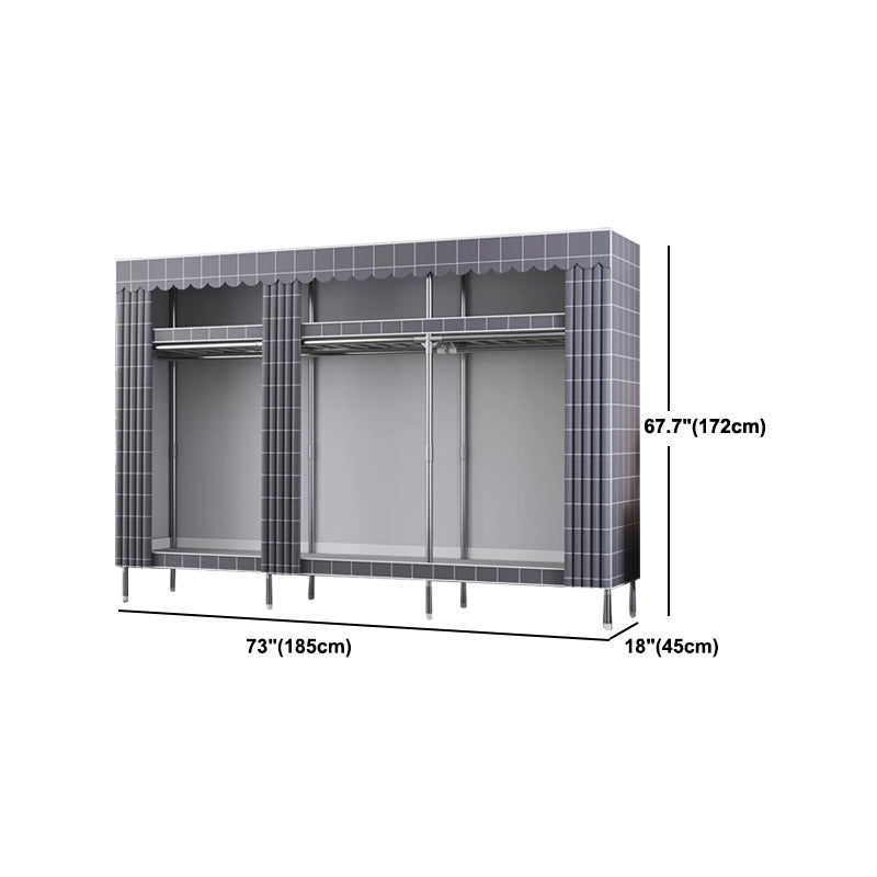 Modern Style Wardrobe Metal Wardrobe Closet with Garment Rod