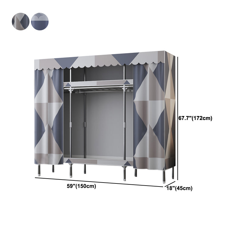 Modern Style Wardrobe Metal Wardrobe Closet with Garment Rod