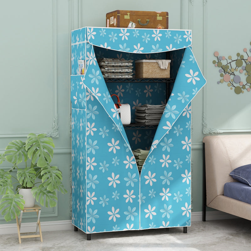 Modern Style Non-Hanging Armoire 4-Shelf Metal Wardrobe Closet