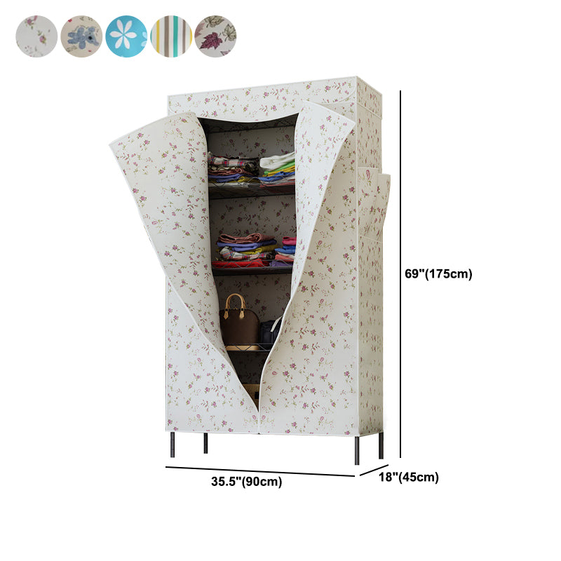 Modern Style Non-Hanging Armoire 4-Shelf Metal Wardrobe Closet