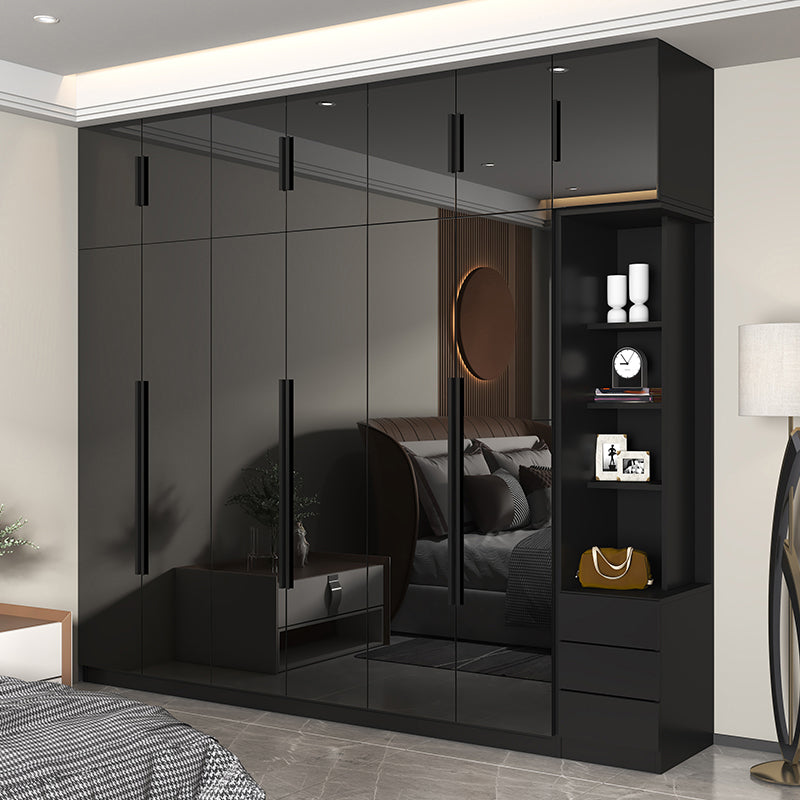 Modern Style Glass Wardrobe Black Colour Wardrobe Closet for Bedroom