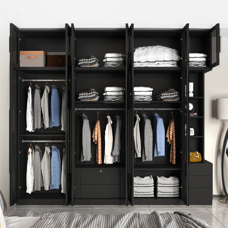 Modern Style Glass Wardrobe Black Colour Wardrobe Closet for Bedroom