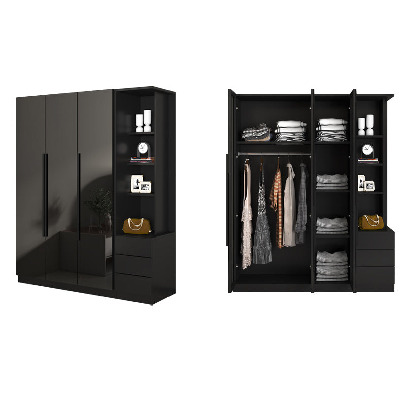 Modern Style Glass Wardrobe Black Colour Wardrobe Closet for Bedroom