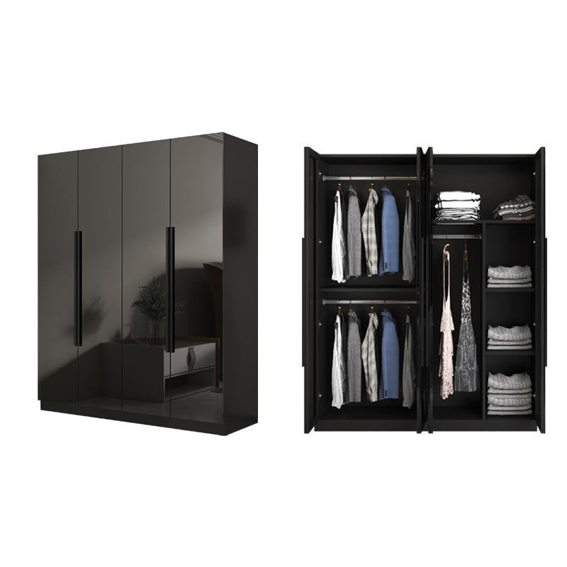 Modern Style Glass Wardrobe Black Colour Wardrobe Closet for Bedroom