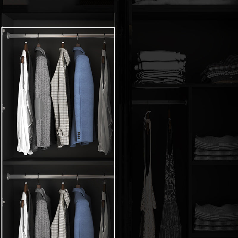 Modern Style Glass Wardrobe Black Colour Wardrobe Closet for Bedroom