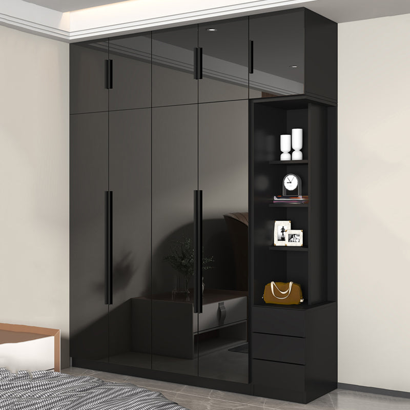 Modern Style Glass Wardrobe Black Colour Wardrobe Closet for Bedroom