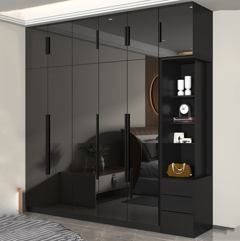 Modern Style Glass Wardrobe Black Colour Wardrobe Closet for Bedroom