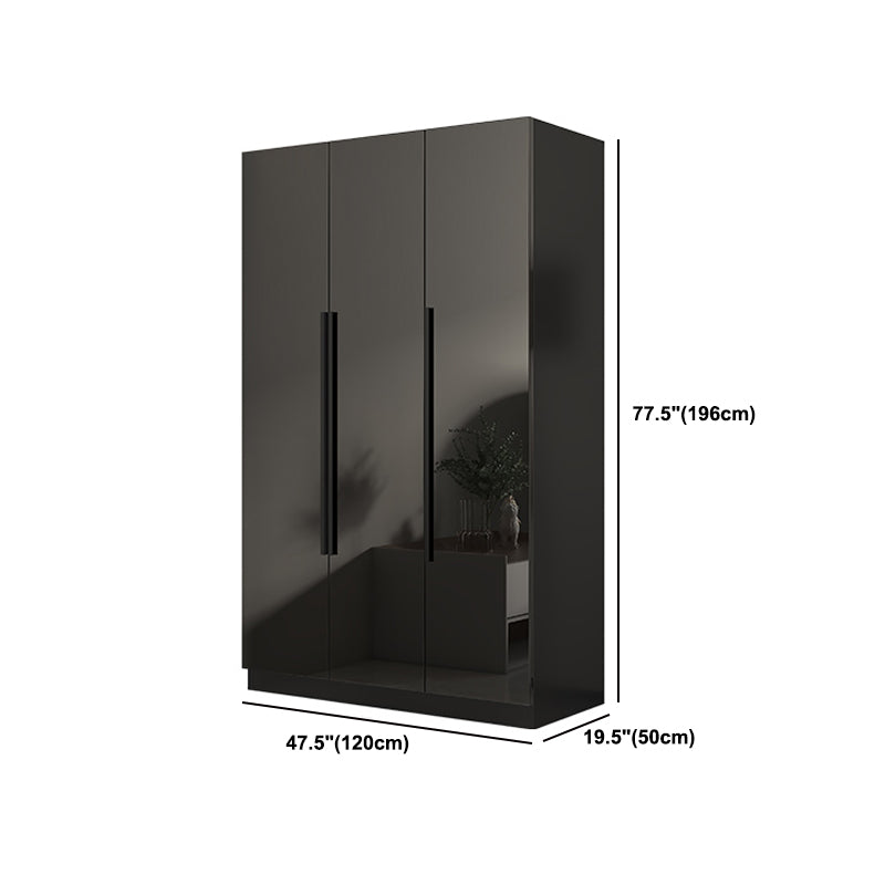 Modern Style Glass Wardrobe Black Colour Wardrobe Closet for Bedroom