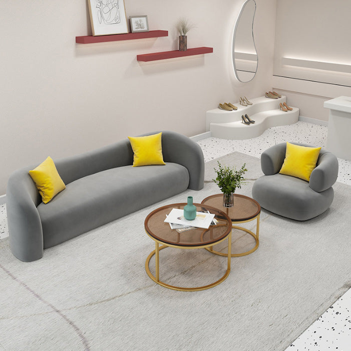 Modern Simple Curved Sofa 30.7" High Sloped Arm Living Room Seating
