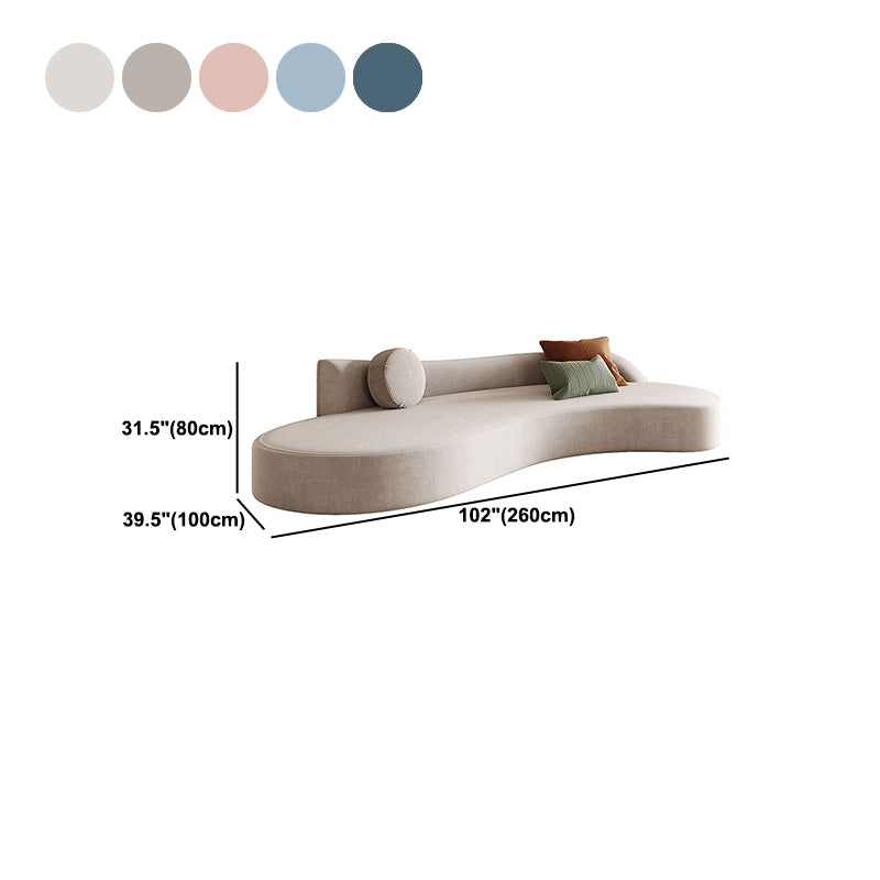 Velvet Modern Curved Sofa 39.37" D Armless Sofa with 2 Pillows