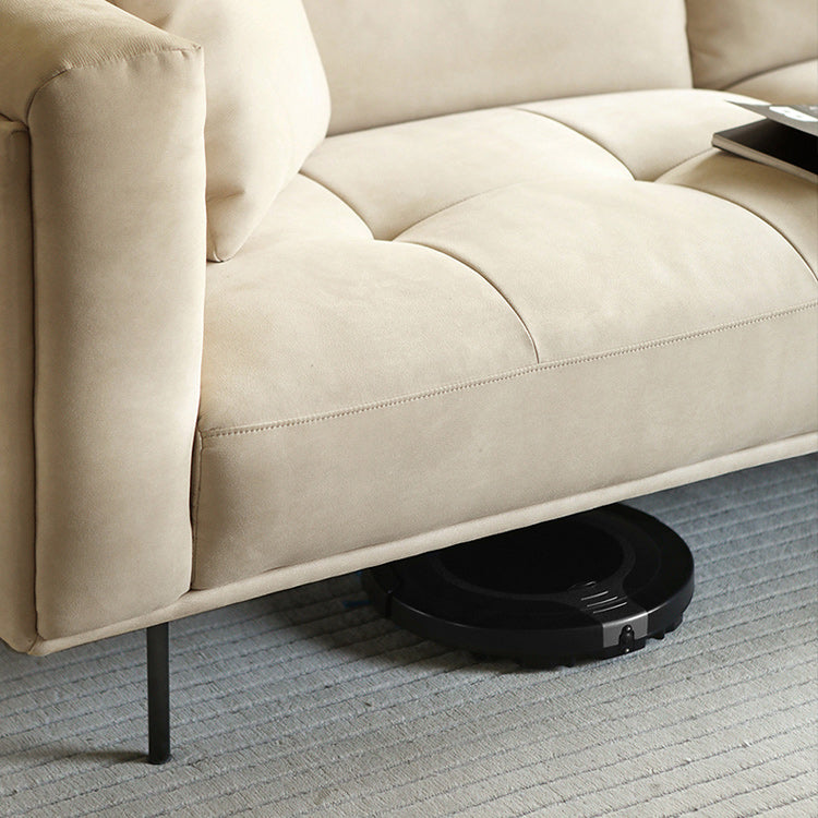 Tufted Modern Faux Leather Sofa Tuxedo Arm Cushions Sofa - 31.5" H