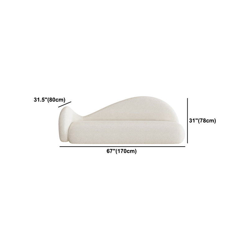 31.49" Wide Wool Curved Sofa White Contemporary Tuxedo Arm Sofa