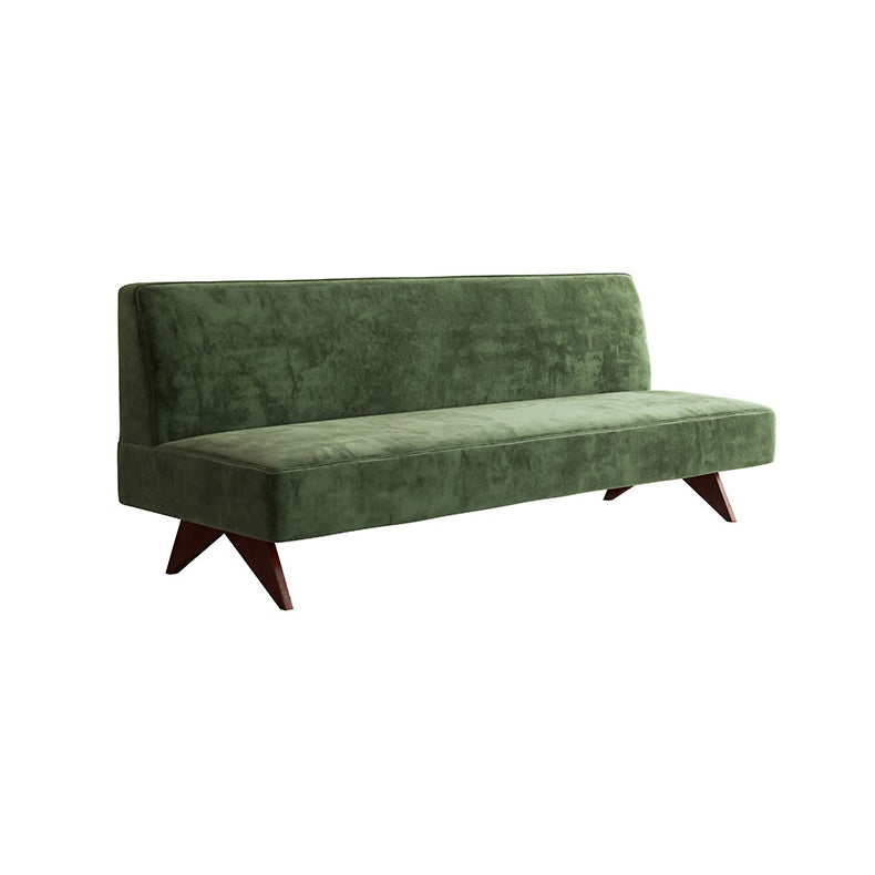 Velvet 31.5-In H Living Room Sofa Walnut Armless Sofa in Green