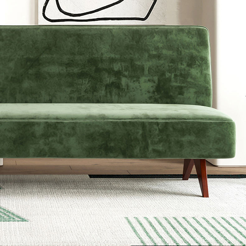 Velvet 31.5-In H Living Room Sofa Walnut Armless Sofa in Green