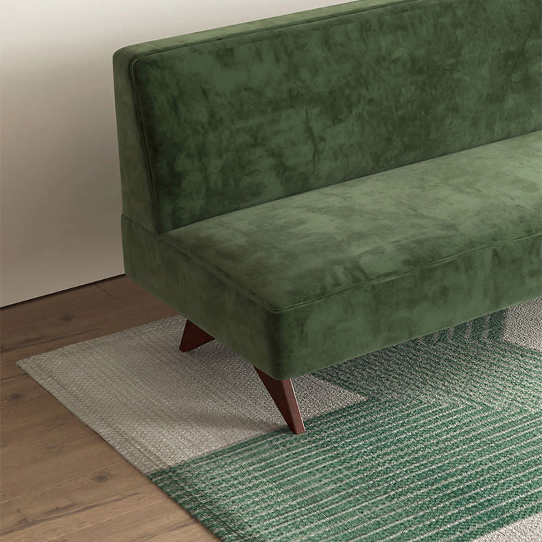Velvet 31.5-In H Living Room Sofa Walnut Armless Sofa in Green