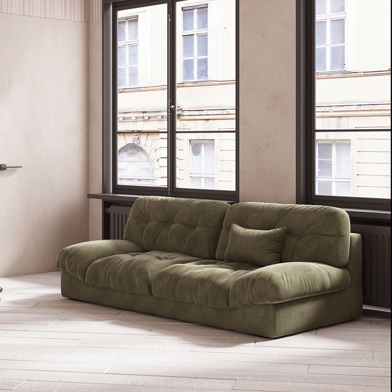 Contemporary Tufted Leather Sofa 41.34-In D Armless Living Room Sofa