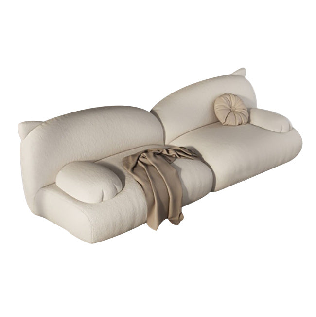 White Recessed Arm Sofa Contemporary Standard Sofa for Living Room, Apartment