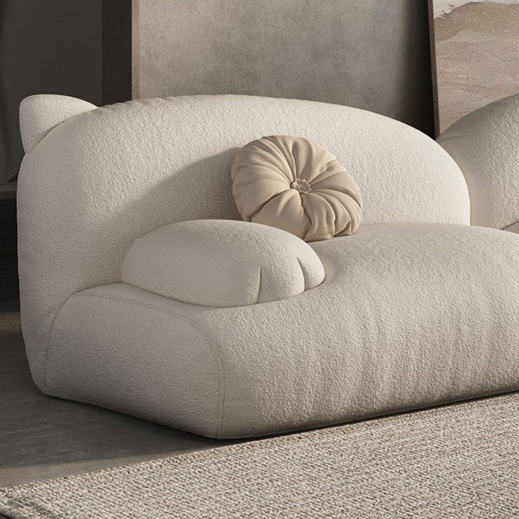 White Recessed Arm Sofa Contemporary Standard Sofa for Living Room, Apartment