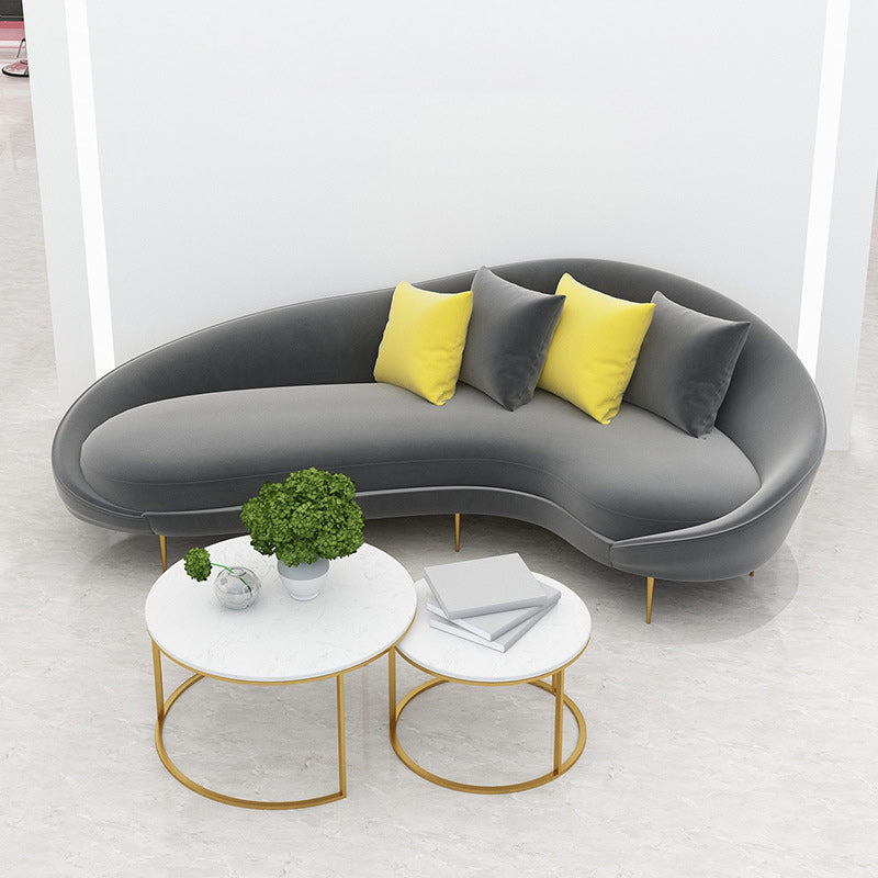 Contemporary Sloped Arm Sofa Velvet Curved Sofa for Living Room, Apartment