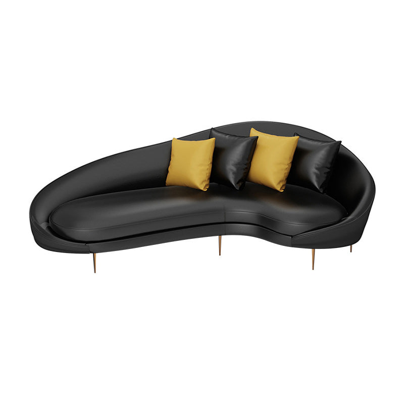 Contemporary Sloped Arm Sofa Velvet Curved Sofa for Living Room, Apartment