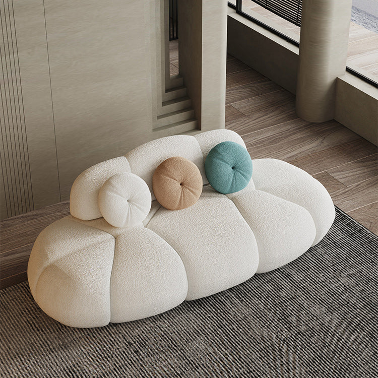 Contemporary Armless Sofa Wool Cloud-Shaped Seating in Cream