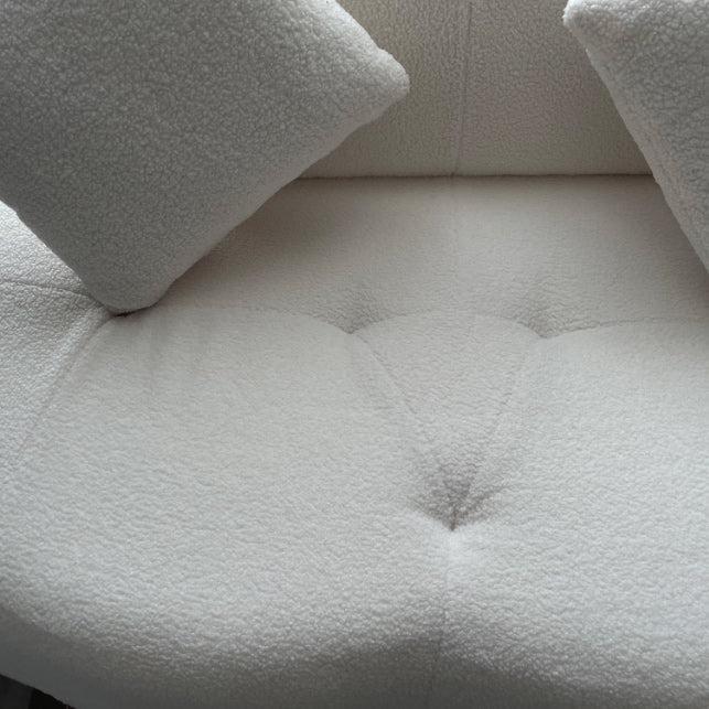 Contemporary Armless Sofa Wool Cloud-Shaped Seating in Cream