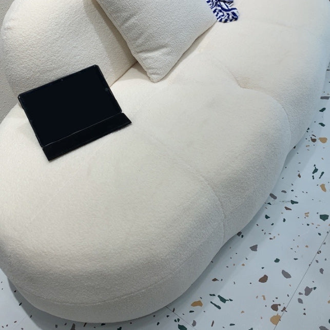 Contemporary Armless Sofa Wool Cloud-Shaped Seating in Cream