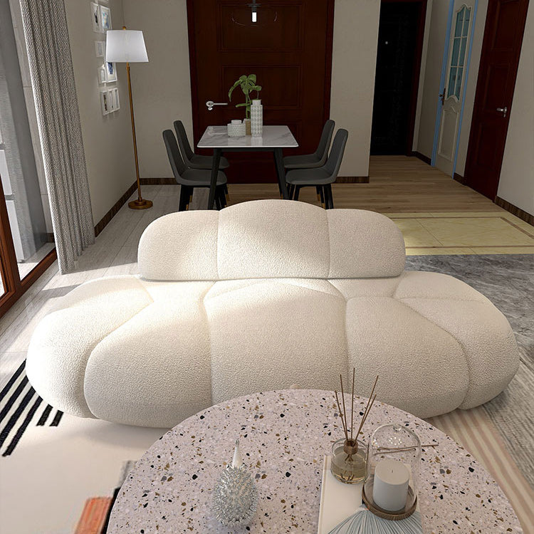 Contemporary Armless Sofa Wool Cloud-Shaped Seating in Cream