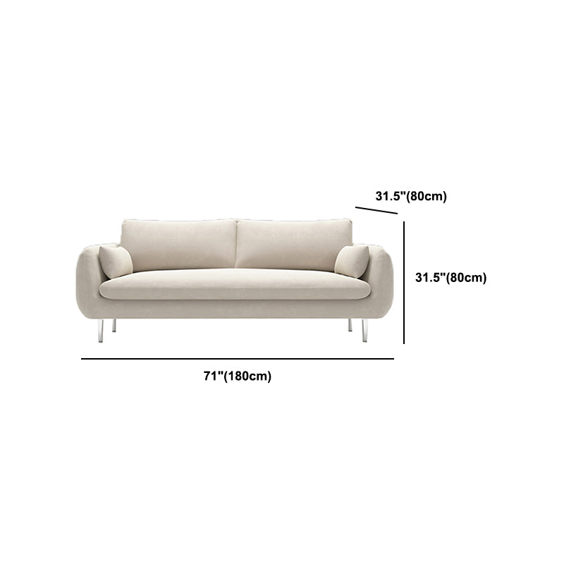 33.46" High Velvet Sofa with 2 Pillows Contemporary Square Arm Sofa