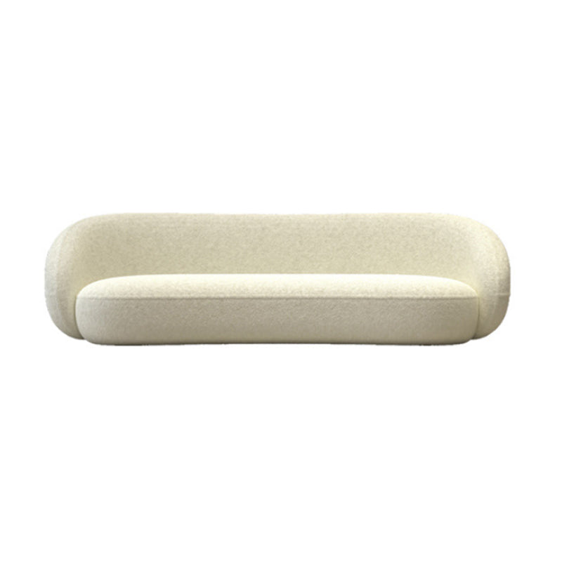 Modern Simple Curved Sofa 29.53"h Sloped Arm Wool Sofa in White