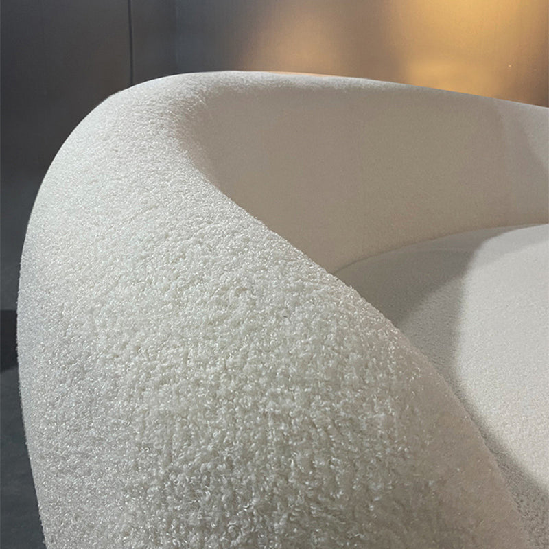 Modern Simple Curved Sofa 29.53"h Sloped Arm Wool Sofa in White