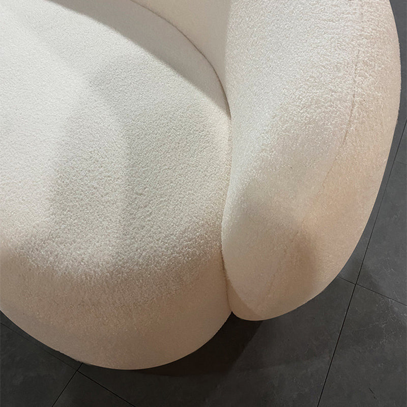 Modern Simple Curved Sofa 29.53"h Sloped Arm Wool Sofa in White
