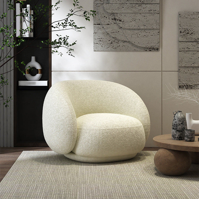 Modern Simple Curved Sofa 29.53"h Sloped Arm Wool Sofa in White