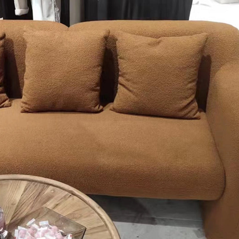 Sloped Arm Wool Sofa Modern 31.5" H Living Room Sofa in Brown