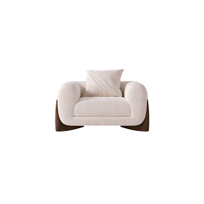 Contemporary White Wool Sofa Tuxedo Arm Cushions Sofa with Pillows