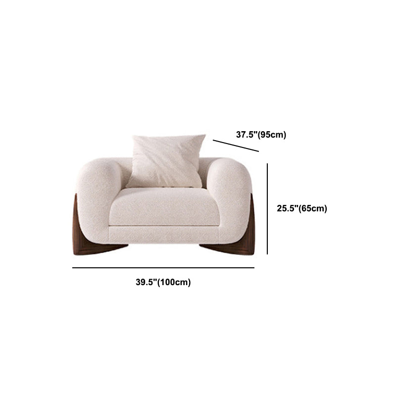 Contemporary White Wool Sofa Tuxedo Arm Cushions Sofa with Pillows