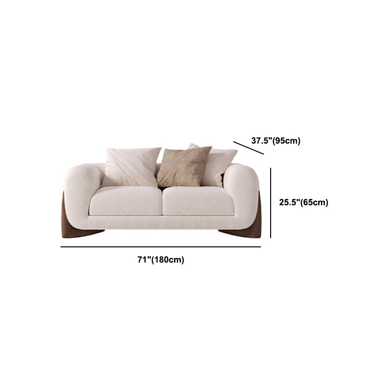 Contemporary White Wool Sofa Tuxedo Arm Cushions Sofa with Pillows