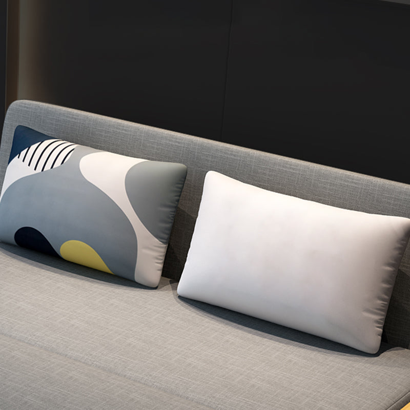 1/2-Seat Linen & Wood Folding Sofa 2 Pillows Sofa Bed with Storage