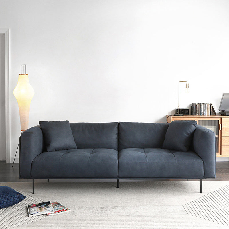 Modern Faux Leather Cushions Sofa Loose Back Tuxedo Arm Living Room Seating