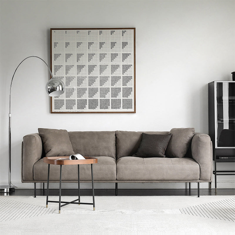 Modern Faux Leather Cushions Sofa Loose Back Tuxedo Arm Living Room Seating