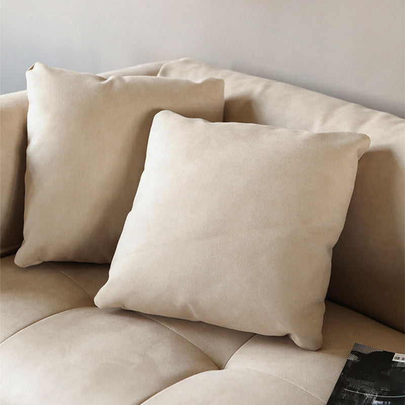 Modern Faux Leather Cushions Sofa Loose Back Tuxedo Arm Living Room Seating