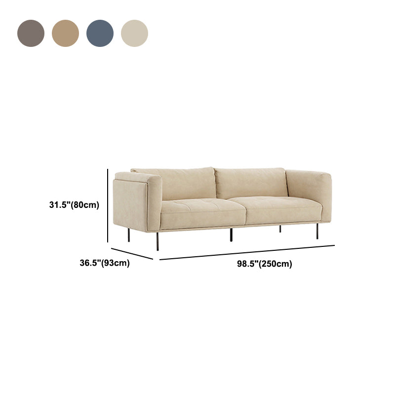 Modern Faux Leather Cushions Sofa Loose Back Tuxedo Arm Living Room Seating