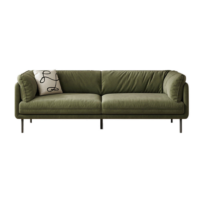 Contemporary Simple Cushions Sofa Tuxedo Arm Faux Leather Seating