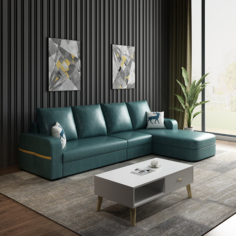 Contemporary 4-Seater Sofa with Storage Recessed Arm for Apartment
