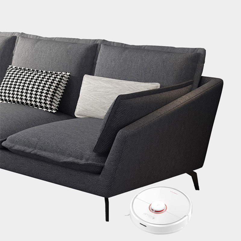 Linen Blend L-Shape Sectional with Pillows Back for Living Room