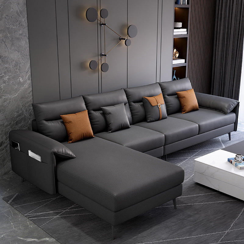 Contemporary Sectional with 4 Pillows Back and Storage Pillow Top Arm