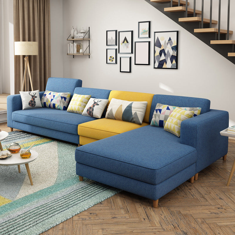 Contemporary Sectional with Adjustable Pillow Back and Square Arms